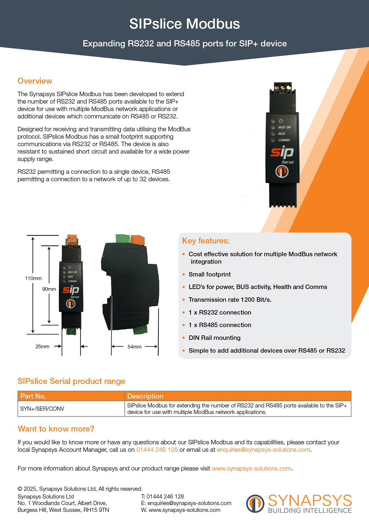 Synapsys SIPslice Modbus APR2025